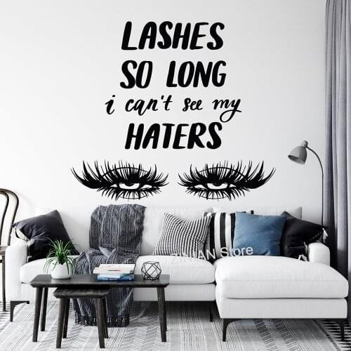 Eyelashes Extensions Wall Stickers Beauty Salon Sign Window Decor Eyes Vinyl Decals Lashes Makeup Girls Room Fashion Decor A565
