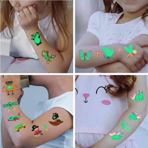 Tattoo Stickers Luminous Child Kid Temporary Fake Tattoos Glow Paste on Face Arm Leg for Children Body Art Mermaid Sticker