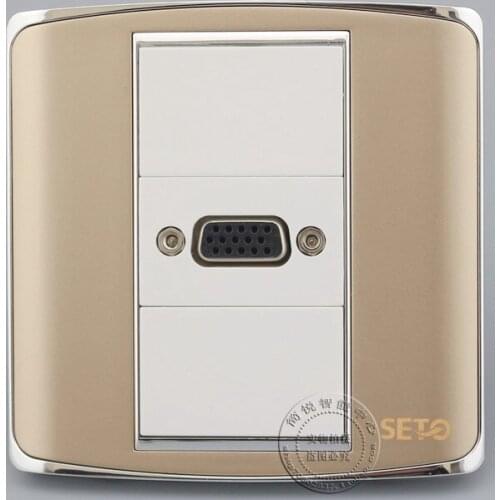 Wall Plate VGA Projector Socket Outlet Champagne Color Panel Faceplate Home Adapter