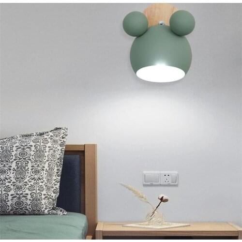 Nordic Wall Lamp Mickey Sconce For Children Bedroom Lights Adjustable Angle Modern Indoor Wall Light Decorative Bedside Lamp