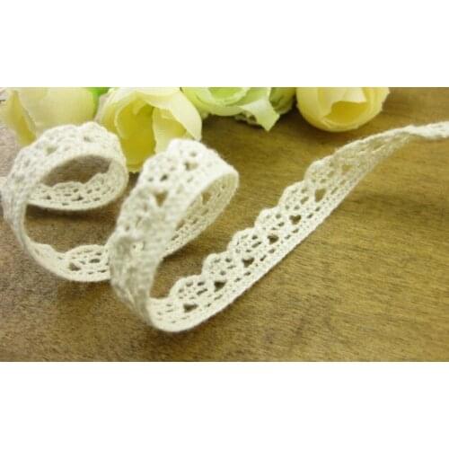 Natural beige 10mm x10m Cotton net Lace trim Handicrafts 1'' Embroidered Ribbon garment accessory DIY sewing free shipping HOT
