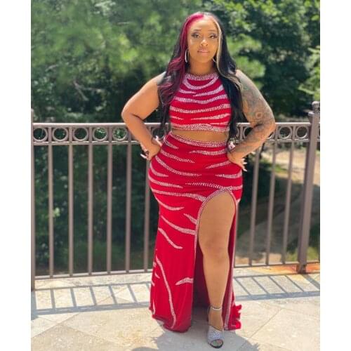 2021 New Women Dress Summer Beach Deep Vest Tops And Long Skirt Crop Two Piece Set Club Party Wear Beach Sunsuit Plus Size