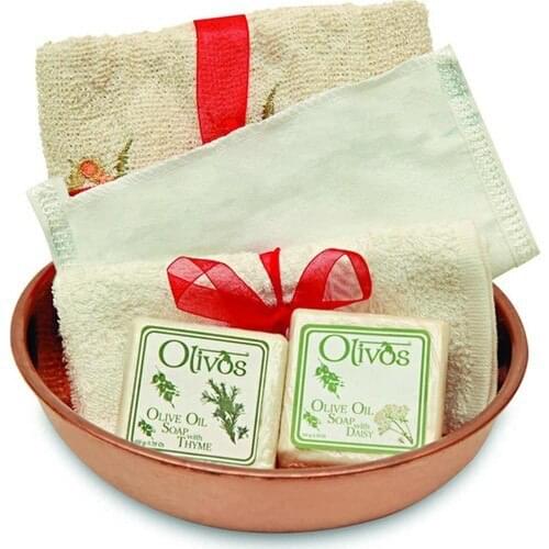 Promata Authentic Turkish Bath Set, Copper Bath Bowl With