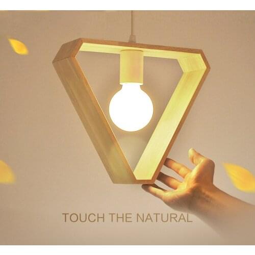 Nordic Modern Simple Style Solid Wood Aisle Restaurant Bar Pendant Lights Creative Corridor Triangle Hexagon Square Geometry