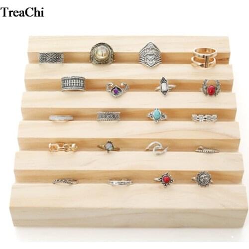 Solid Wood 5 V Groove Ring Frame Creative Decoration Home Jewelry Shelf Tray Counter Display Ring Frame Jewelry Display Props