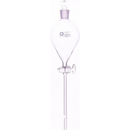 Separatory funnel globe shape,with ground-in glass stopper and stopcock 500ml,Spherical separatory funnel,Glass switch valve