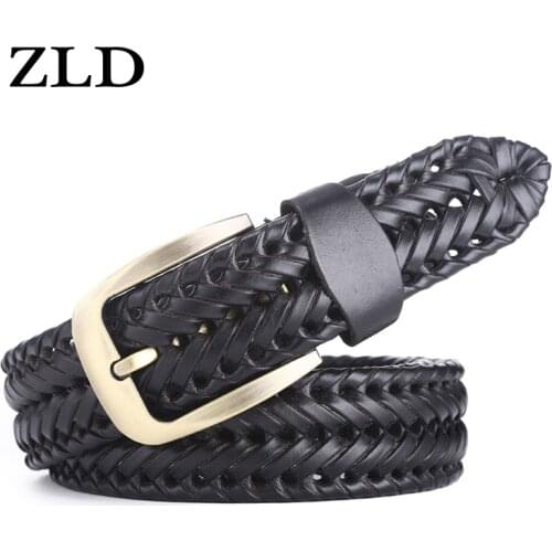 ZLD New fashion metal pin buckle woven belt men women hand-woven belts wild retro jeans belt pu casual party ladies belt