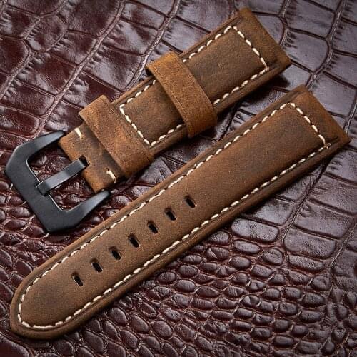 20 22 24 26mm Watch Accessories Handmade Watchband Leather Watch Strap Special design Pilot man Retro Wristband