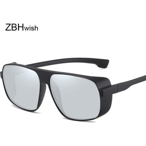 Retro Square Steampunk Sunglasses Men Women Shield Goggles Plastic Frame Gothic Mirror Lens Sun Glasses Male Female