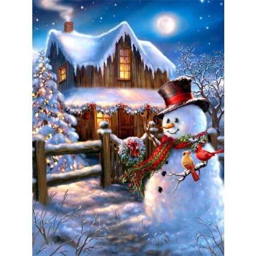 Christmas Snowman DIY Embroidery 11CT Cross Stitch Kits Needlework Craft Set Cotton Thread Printed Canvas Home Wholesale