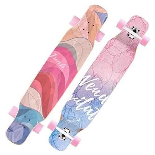 Skateboard 47" Girl Dance Longboard 8 Layers of Maple Deck, Freestyle for Girls Road Skateboard, Load 150KG