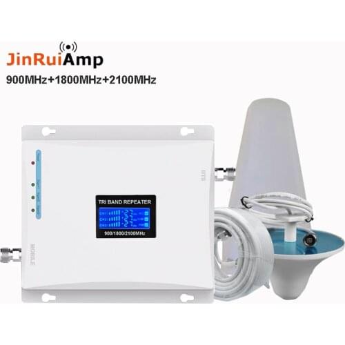 2g 3g 4g gsm repeater Tri Band Signal Booster 900 1800 2100 GSM WCDMA UMTS LTE Cellular Repeater 90018002100mhz Amplifier
