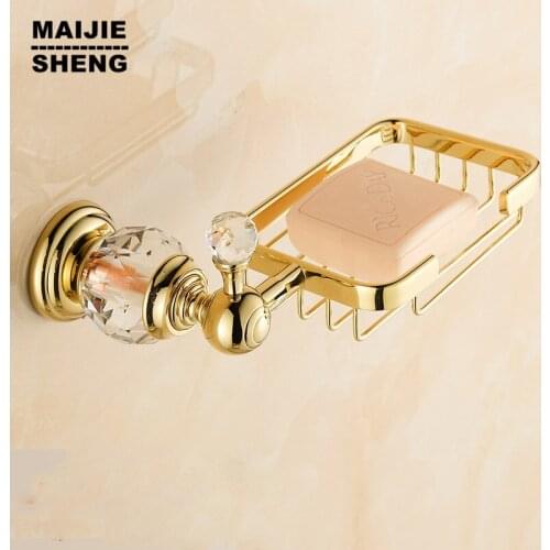 Solid brass Crystal & Gold Bathroom Accessories Soap Dishes / Soap Holder/Soap Case home decoration Free Shipping