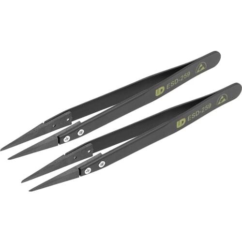 Uxcell ESD Precision Anti-Static Tweezers, Stainless Steel Straight Pointed Tweezers for Craft Jewelry Electronics, 2 Pcs