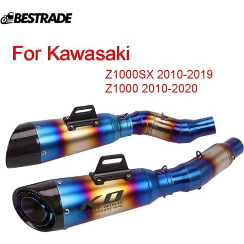 Motorcycle Exhaust System For Kawasaki Z1000 Z1000SX Exhaust 51mm Muffler Tip Mid Pipe Slip On Left & Right Side Stainless Steel