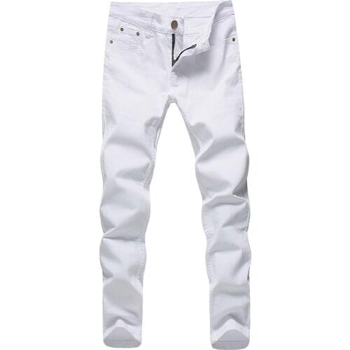 High Quality 2020 Fashion Slim Male White Jeans Mens trousers Mens Casual Pants Skinny Pencil Pants Boys Hip Hop pantalon homme