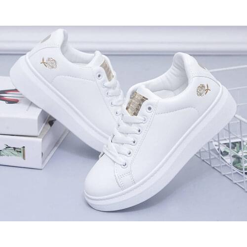 2020New Winter Women Boots Lace-up White Shoes Woman PU Leather Solid Color Female Shoes Casual Women Shoes Sneakers