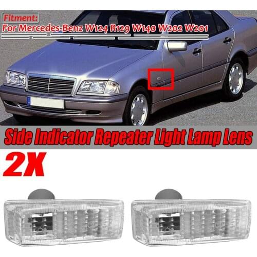 1 Pair Car Side Marker Light Cover Indicator Repeater Light Lamp Lens Co ver Trim For Mercedes For Benz W124 R129 W140 W202 W201