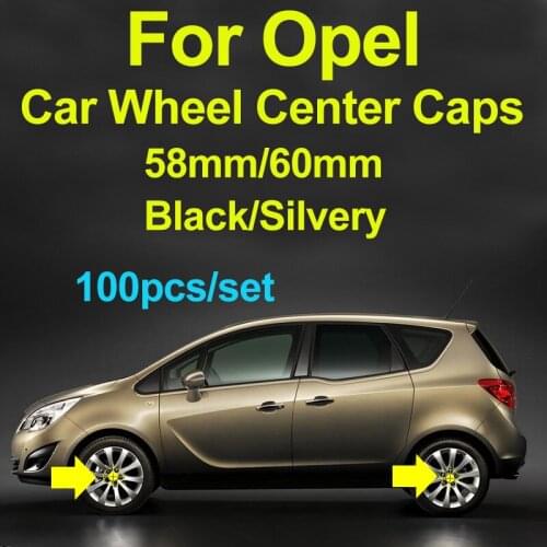 100pcs/set 58mm 60mm Car Emblem Badge Wheel Center Hub Caps for Opel Astra Antara Vectra Zafira Agila Meriva Car Accessories
