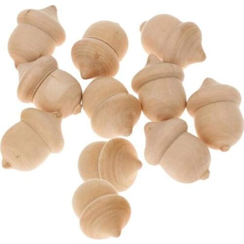 20 Pcs Wooden Acorns Unfinished Doll DIY Crafts Wooden Peg Doll Home Decoration Ornament