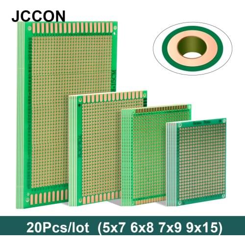 20Pcs PCB Prototype Board Circuit Protoboard Universal DIY Single Hole Soldering Plate 5Pcs Each Size 5x7 6x8 7x9 9x15 cm