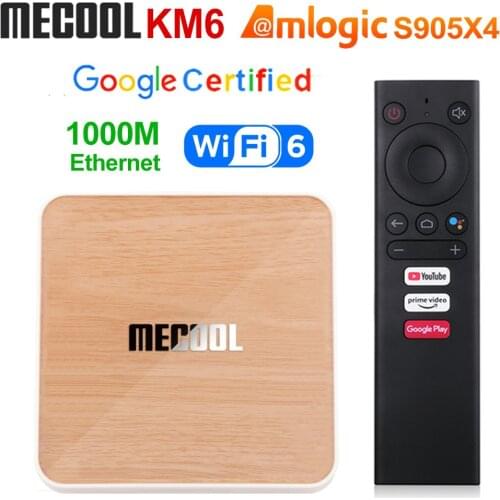 2021 Mecool KM6 Deluxe Wifi 6 Amlogic S905X4 4GB 64GB Androidtv 10.0 Google Certified AV1 BT5.0 1000M Set Top Box 4G 32G 2G 16G