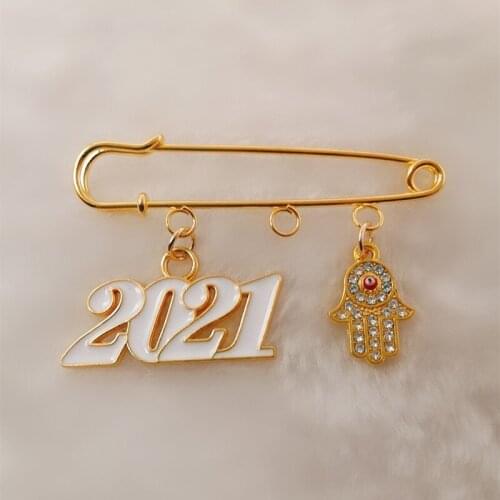 2021 Lucky Eye Hamsa Hand Evil Eye Brooch Brooch Gold Color Charm Brooch Jewelry For Women Men