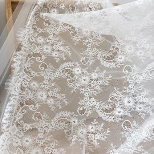 3 Meters/lot 150cm wide double eylelash chantilly fabric Exquisite Lace Embroidery Clothes Wedding Dress Accessories