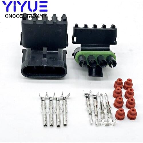 5 Set 4 Pin 12010974 12010974 Female Male Weather Electrical Wire 2.5 Delphi Connector Plug Sealed Wiring Automobile Connectors