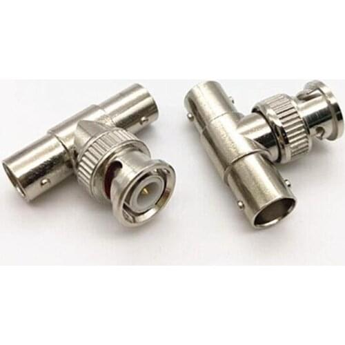 5pcs/lot 1 male and 2 female BNC three-way two-way video distributor monitor three-way video adapter BNC turn double BNC female