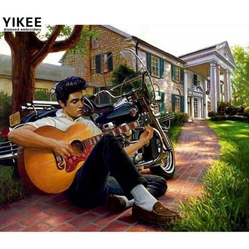 Diamond painting full square,diamond painting full,Diamond Painting Elvis Presley Guitar