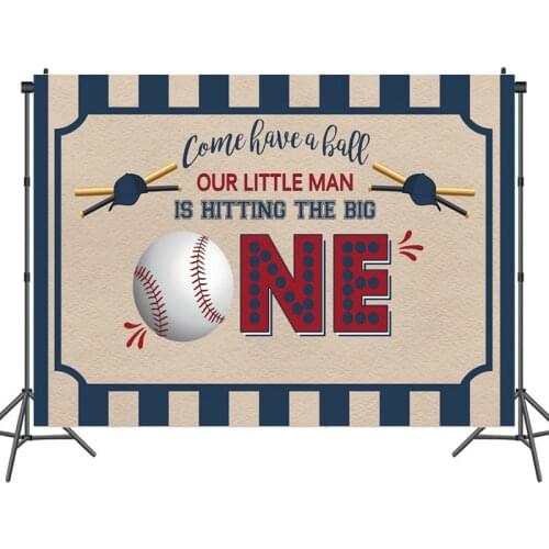 Baseball Happy One Year Old Birthday Theme Decor Party Backdrop Studio Photography Baby Shower Background Supplies Prop