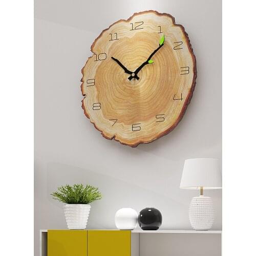 Nordic creative living room bedroom silent clock wood grain modern simple household ring clock living room decoration