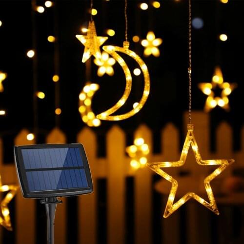 Solar Lights For Garden Decoration Garland Star String Lights With Remote Control Solar LED Moon Star Lamp Waterproof Christmas