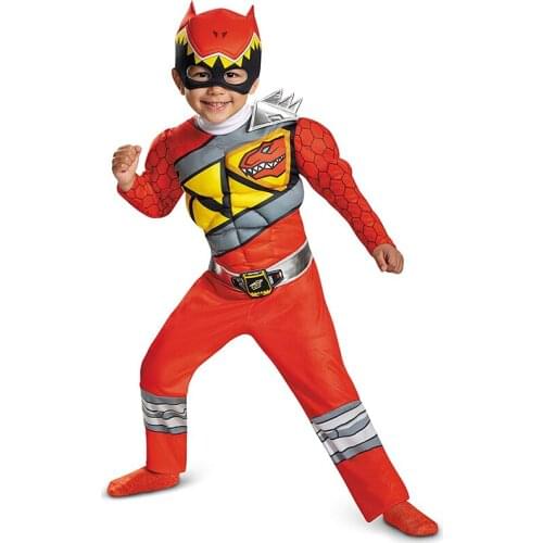 Kid Red Power Dino Charge Boys Girl Muscle Costume Childrens Halloween/Carnival Anime Cosplay Jumpsuit