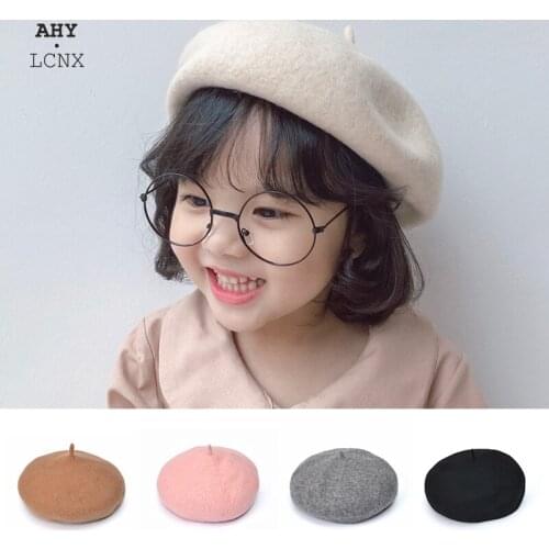 Fashion Wool Baby Hat for Girls Candy Color Elastic Baby Beret Hat Kids Caps baby props for photography for Girls 2-8 Years