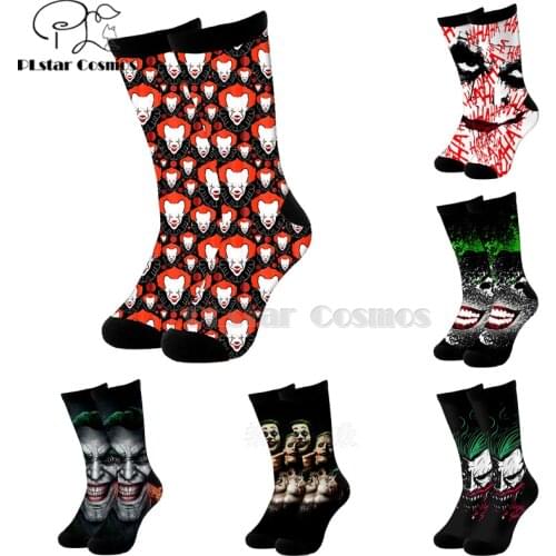 Plstar Cosmos comic dc haha joker Evil villain cotton socks Cartoon 3d Print socks High Sock Men Women quality Joaquin Phoenix-5