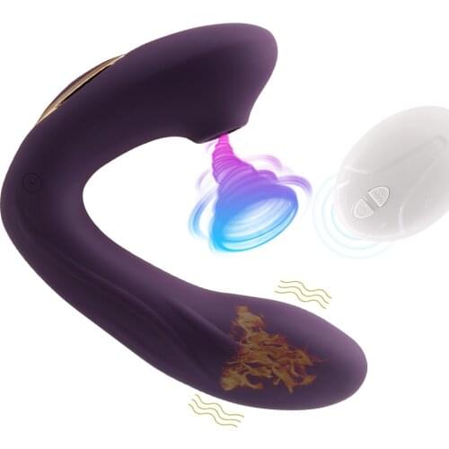Clitoral Sucking Vibrator Heating Mode 2In1 Dildo Clit Sucker Clitoris Nipple Stimulation Remote G spot Adult Sex Toys for Women