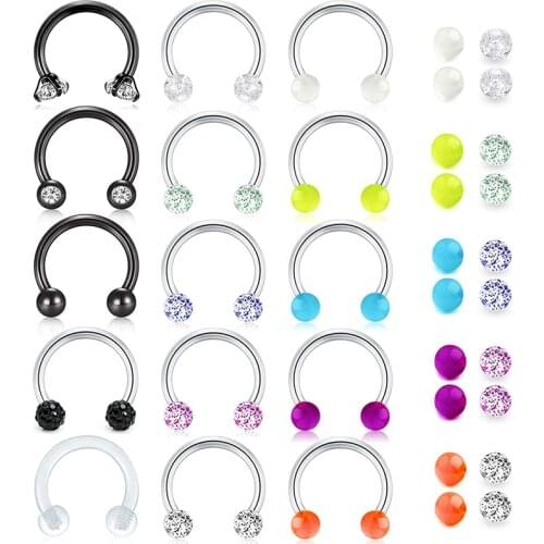 16 Gauge Stainless Steel Septum Piercing Nose Rings Hoop Tragus Cartilage Retainer Body Piercing Jewelry 8mm 10mm