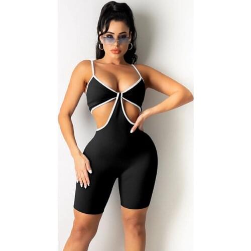 Active Wear Casual Playsuit Women Shorts Hollow Out Backless Rompers Womens Jumpsuit Sporty Fitness One Piece Outfits Bodysuits