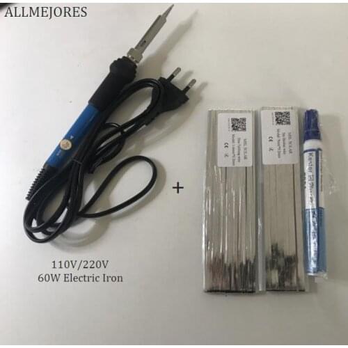 ALLMEJORES DIY Solar cell panel Welding kits 60w Electric Iron + 20meters Tabbing wire + 2meters Busbar wire + Flux pen
