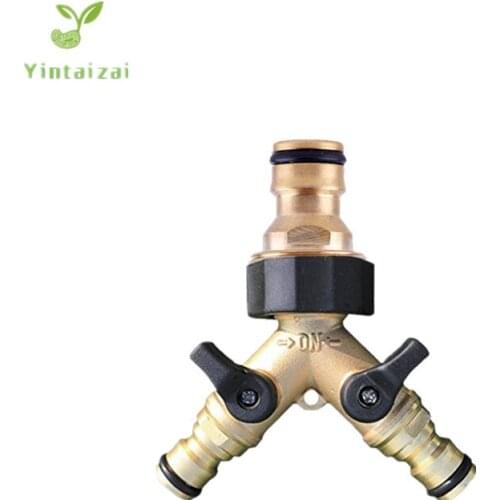 Brass 2-Ways Hose Splitter With 1/2" 3/4inch Flow Connectors Garden Irrigation Fittings Water Distributors