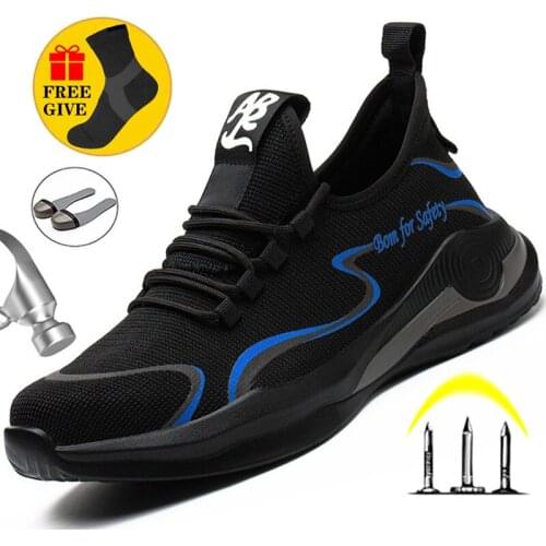 Lightweight Men Boots Work Sneakers Men Anti-puncture Safety Shoes Men Work Boots Male Shoes Adult Safety Boots Industrial Shoes