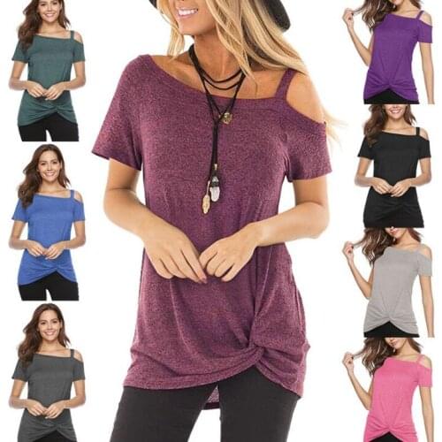 Hot style spring/summer 2019 twist T-shirt short sleeved off-the-shoulder top 1pcs/lot