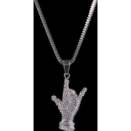Hip Hop Fashion Men jewelry Pendent Necklace Ice Out Cuban Chain Silver Color Men Modern Gorgeous Pendent Crystal Miami For men