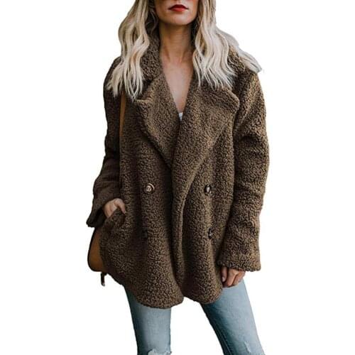 Fashion Button Pocket Womens Lapel Long Sleeve Autumn Winter Soft Warm Coat new