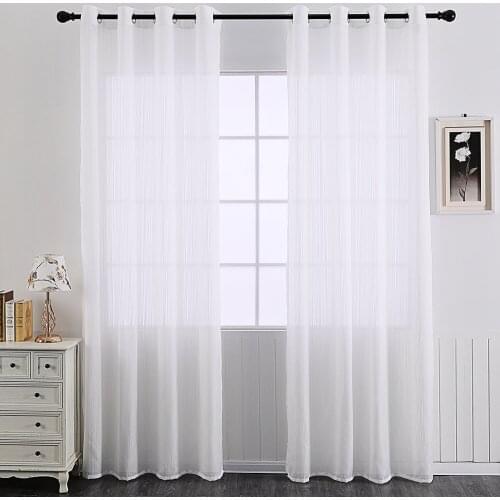 Fashion Stripe Voile Tulle Curtains For Bedroom Living Room Kitchen Window Screening Custom Made White Sheer Voile