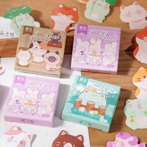 45Pcs/Box Family Series Stickers Pack Kawaii Animal Bullet Journal Scrapbooking Diy Stickers Aesthetic Plants Decoration Sticker