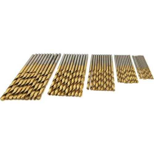 50Pcs Metal Twist Drill Bit Set Saw Set HSS High Steel Titanium Coated Drill Woodworking Wood Tool 1/1.5/2/2.5/3mm