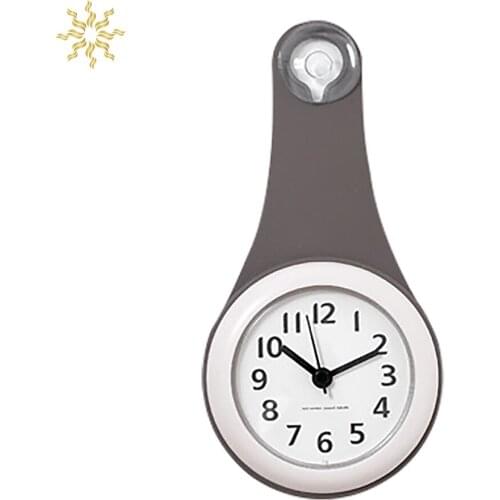 New Grey White Kitchen Bathroom Wall Clock Waterproof Silent Shower Hanging Decor Wall Clocks with Suckers Home Decoration